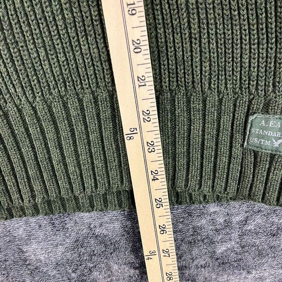 American Eagle Ribbed Chunky Knit Sweater Fisherman Green Crewneck Men's L* - Picture 5 of 9